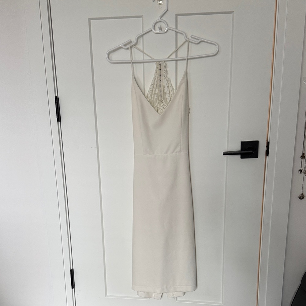 Elegant White Lace-Back Dress